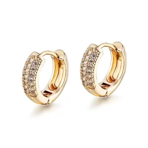Alternative view of Stainless Steel Round Zircon Stone Ear Hoops Pair