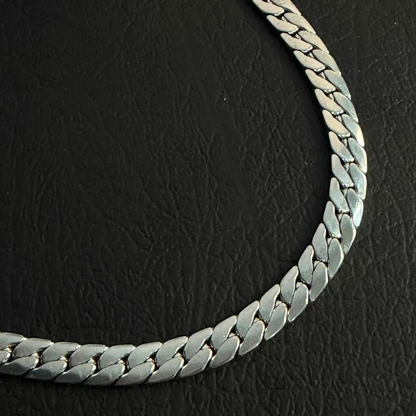 7mm Silver Italian Curb Link Neck Chain - Image 2